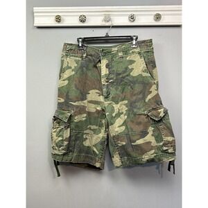 Cargo Shorts Mens Medium Green Camouflage Camo Army Outdoor Utility Pockets